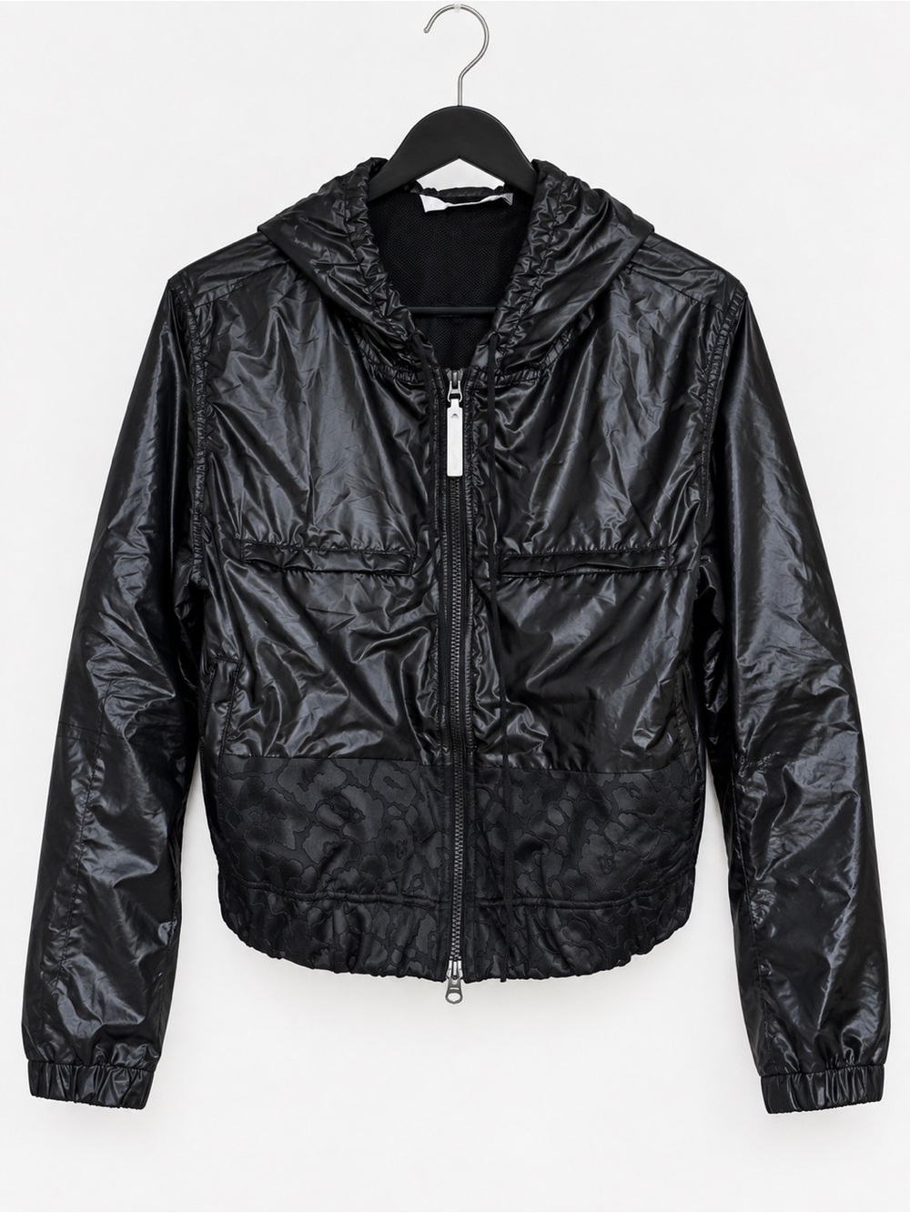Adidas by Stella McCartney Womens Black Glossy Zip Up Hoodies Sz S (B33)